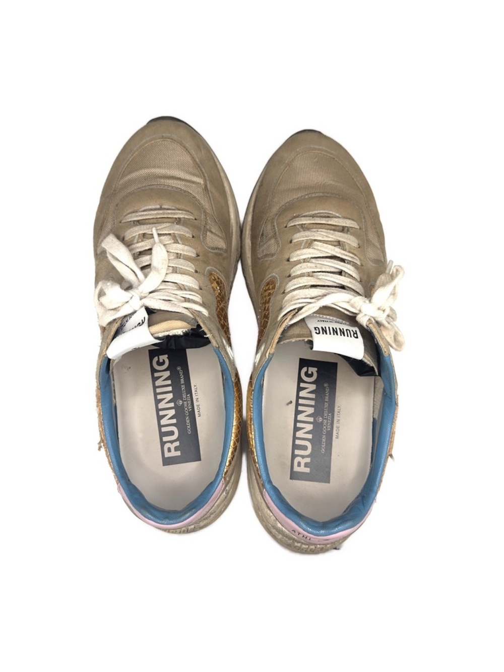 Golden Goose Running Tan and Gold Sneakers 40 - Picture 10 of 15